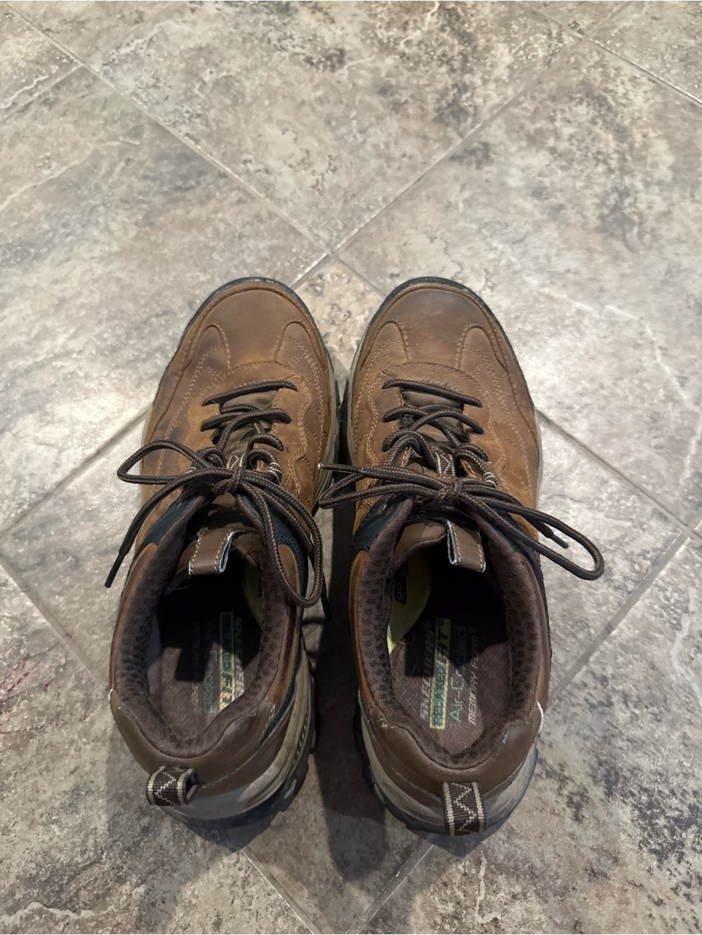 🍍Sketchers Men's Brown Leather Hiking Shoes - Comfortable Trail Sneakers